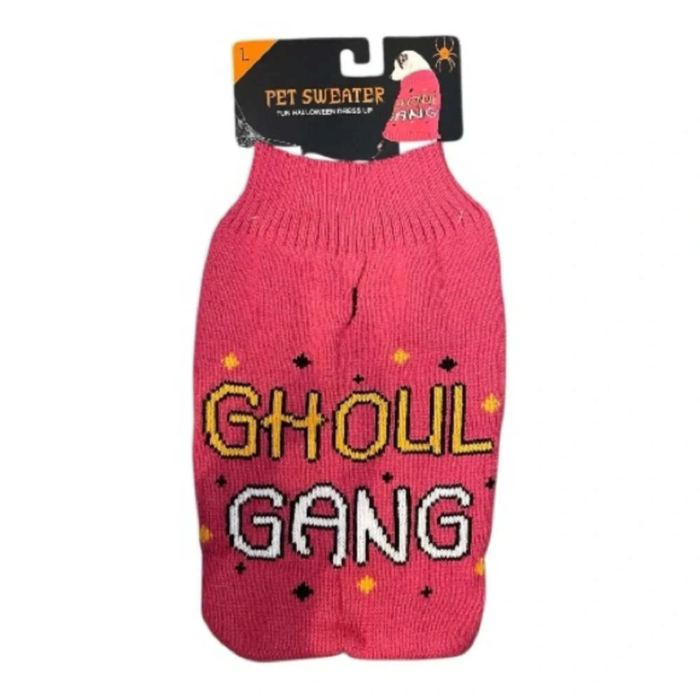 💖5 for $25💖 Large Halloween “Ghoul Gang” Pet Sweater – Pink Knit Dog Sweater NWT